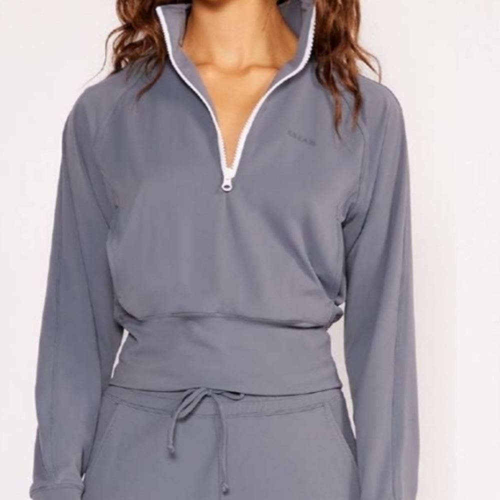 NEW Cream Yoga Gray Half-Zip Pullover And Pant Set